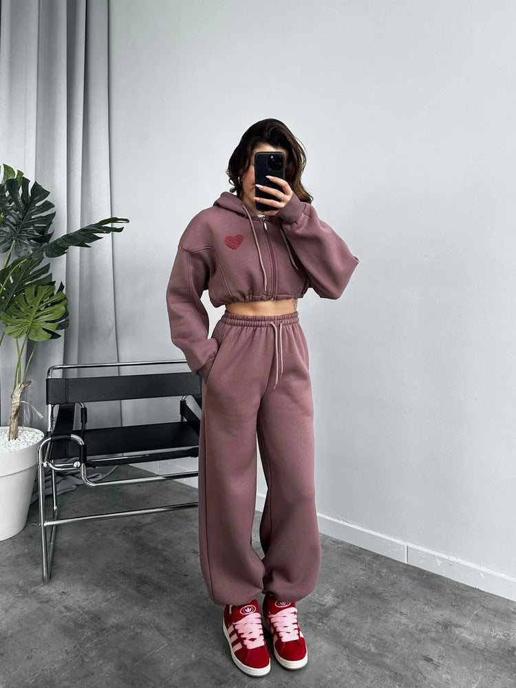 Damen Sportliches Crop-Top und weite Hose Set WW