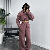 Damen Sportliches Crop-Top und weite Hose Set WW