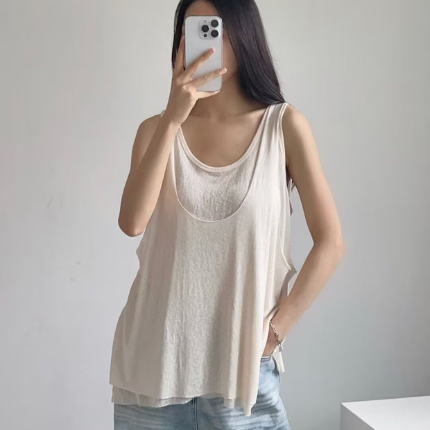 Damen sportliches Tanktop mit asymmetrischem Rückendesign WW