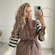 Damen sportliche Weste mit Kapuze und Taillenzug WW