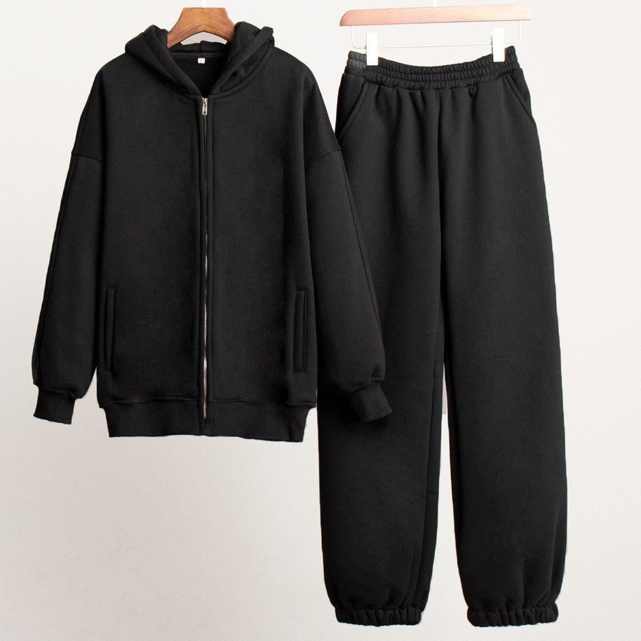 Damen Bequemes Freizeit-Set mit Kapuze und elastischem Bund WW