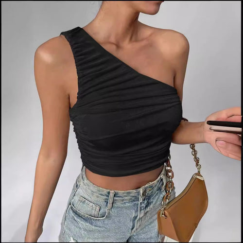 Damen Asymmetrisches Crop-Top mit Rüschendetails WW