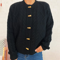 Damen Strickjacke mit dekorativen Knöpfen und strukturierter Webart WW