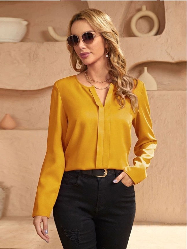 WW | Damen Satinbluse Imitation Seide Shirt