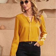 WW | Damen Satinbluse Imitation Seide Shirt