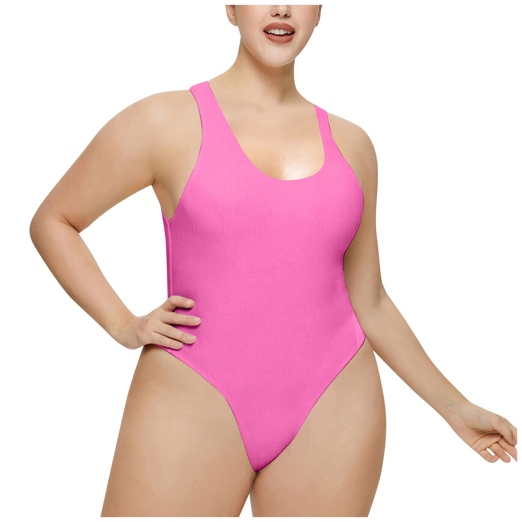 Damen Hochgeschnittenes Rib-Badeanzug WW