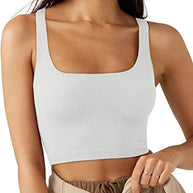 Damen Crop Top mit geripptem Stoff und breiten Trägern WW