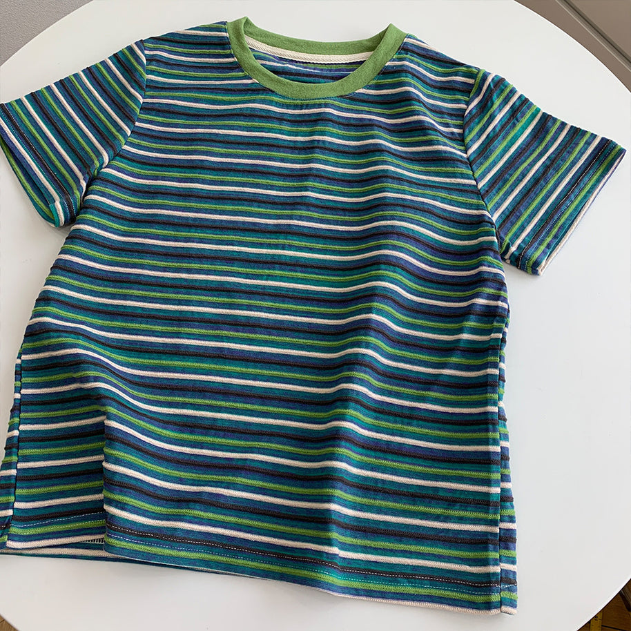 Damen Bequem Gestreiftes Kurzarm-T-Shirt Set WW