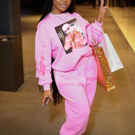 Damen Sportanzug mit auffälligem Grafikdruck und elastischem Bund WW