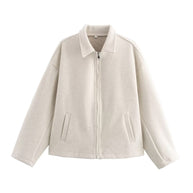 Damen bequeme Blousonjacke mit hohen Kragen und praktischen Taschen WW