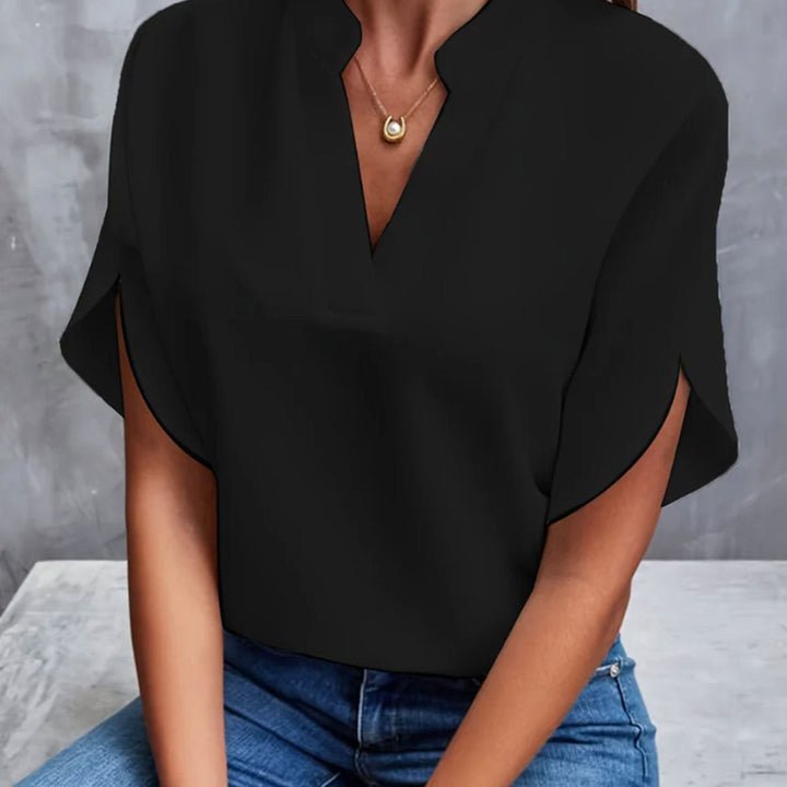 W&W Mode V-Ausschnitt Damen Kurzarm-Shirt