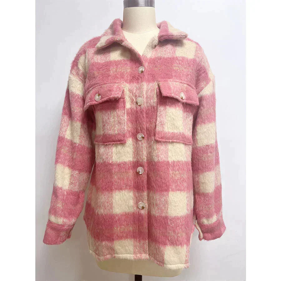 W&W Mode | Street Hipster Stylischer Kariert Wollmantel für Damen | Trendy und Warm