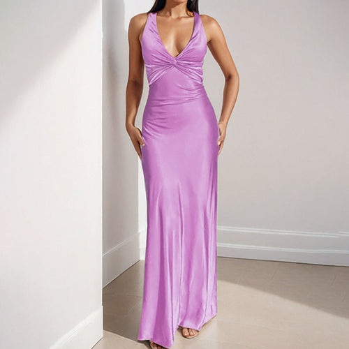 Damen elegantes Abendkleid mit tiefem V-Ausschnitt und figurbetontem Schnitt W&W Mode