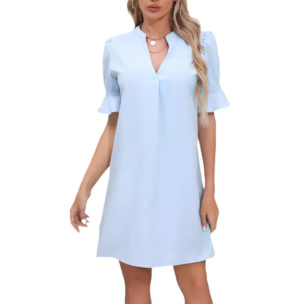 Damen stilvolles Kurzarm Kleid WW