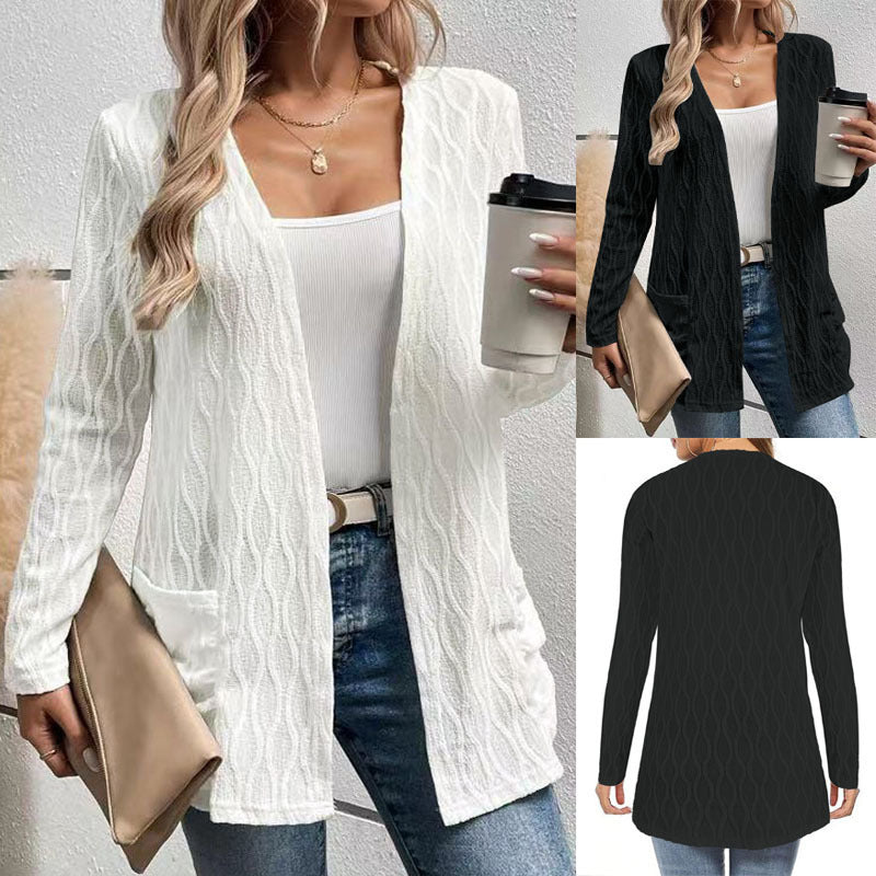 Damen Strickjacke mit strukturiertem Muster und lässigem Schnitt WW