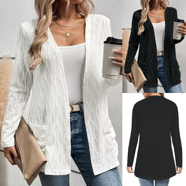 Damen Strickjacke mit strukturiertem Muster und lässigem Schnitt WW