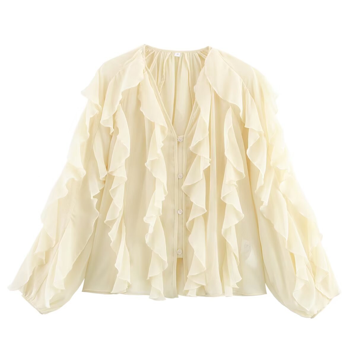 Damen Bluse mit voluminösen Rüschendetails und elegantem Schnitt WW