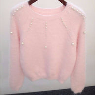 Damen stilvoller Pullover mit eleganten Perlenakzenten WW