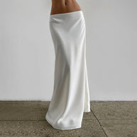 Damen eleganter und fließender Maxi-Rock aus hochwertigem Satin WW