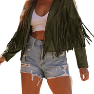 Damen Fransenjacke aus hochwertigem Suede-Mix WW