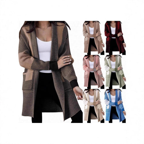 Damen Strickjacke mit modischem Muster und praktischen Taschen WW