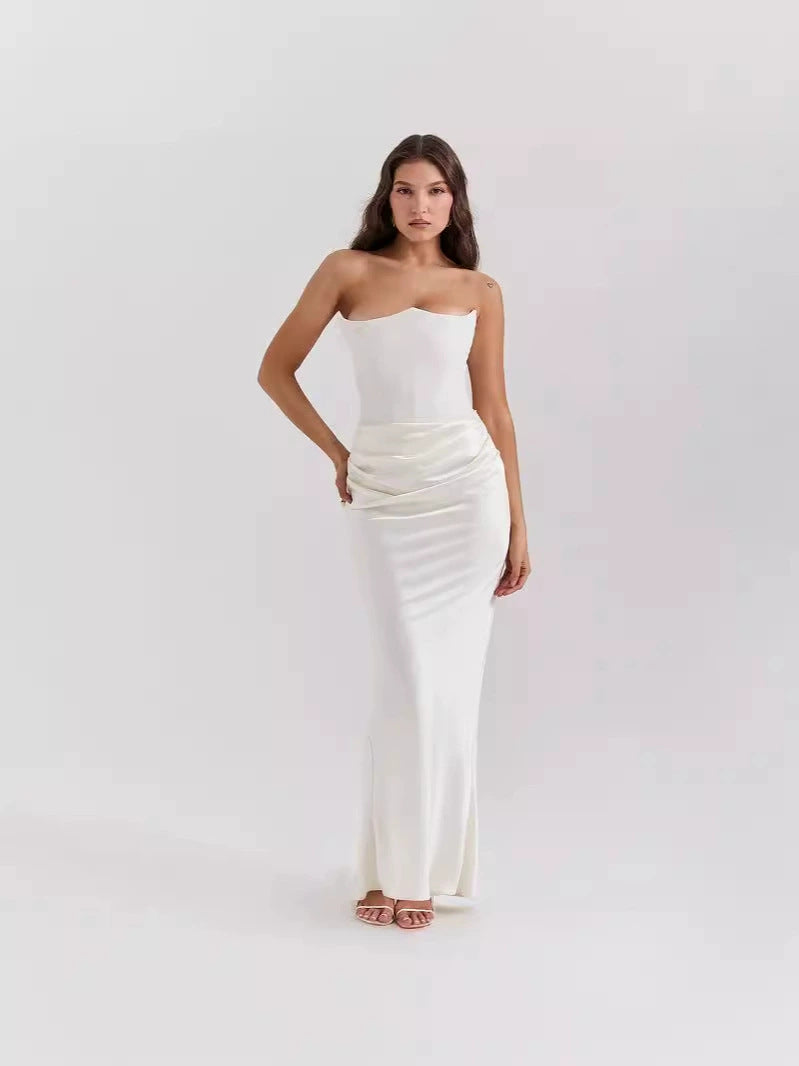 WW | Strapless Pink Satin Ballkleid