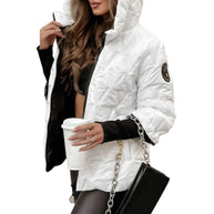 Damen Steppjacke mit hohem Kragen und beschichtetem Obermaterial WW