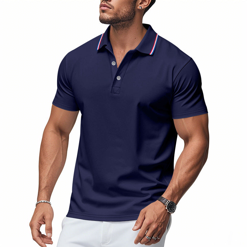Herren modisches Poloshirt mit kontrastierendem Kragen und atmungsaktivem Material WW