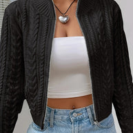 Damen Strickjacke mit angesagtem Zipper und detailreicher Struktur WW