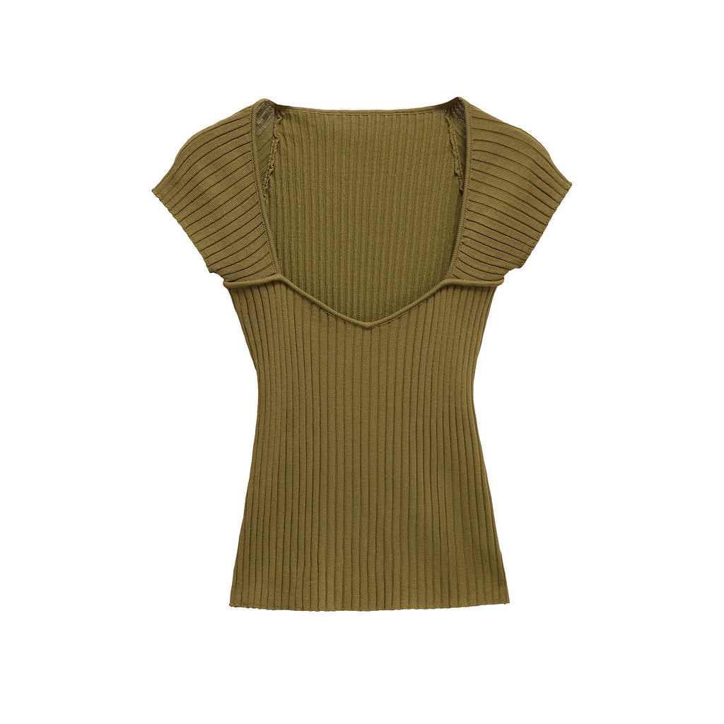 Damen Rippstrick Cap Sleeve Stricktop WW