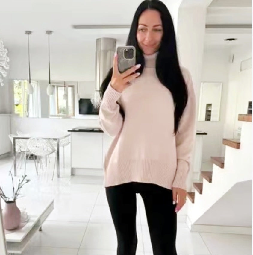 Damen Modischer Rollkragenpullover aus weichem Material WW