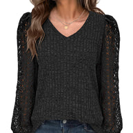 Damen Strickpullover mit Spitzeneinsätzen WW