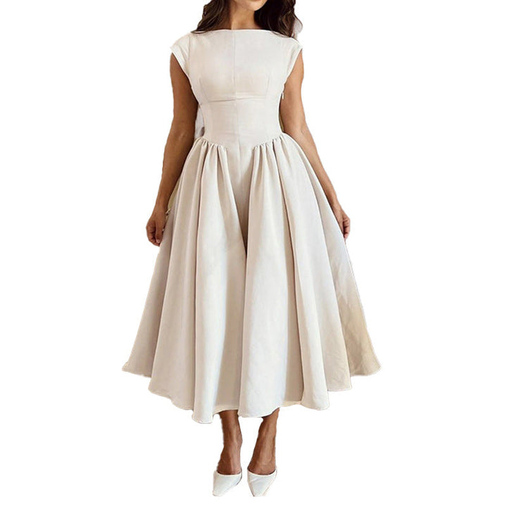 Damen Elegantes Midikleid mit tailliertem Oberteil und schwingendem Rock W&W Mode