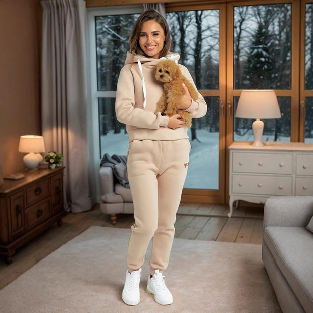 Damen Sportliches Hoodie-Set mit hohem Kragen WW