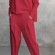 Damen bequeme Freizeitanzug mit weitem Schnitt und seitlichen Taschen WW