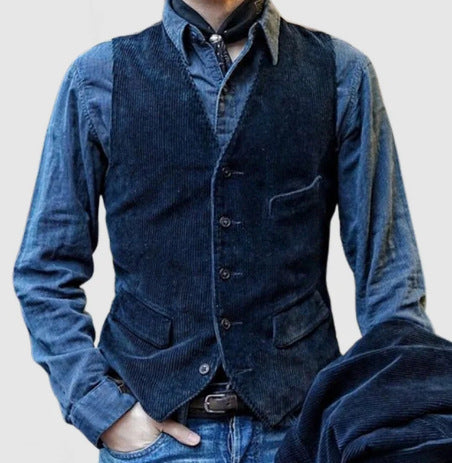Herren Weste im klassischen Kord-Design mit eleganten Taschen und hochwertiger Verarbeitung WW