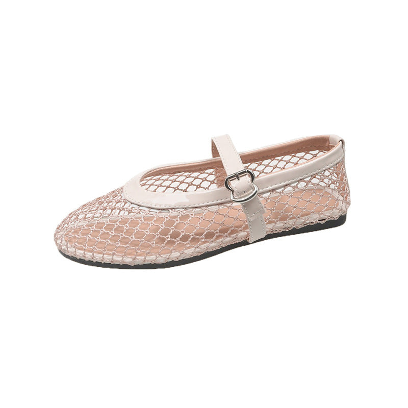 Damen Ballerinas aus Netzgewebe mit Riemen WW