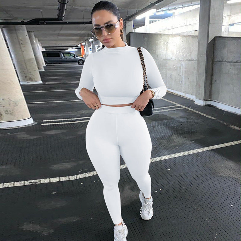 Damen Sportliches Set mit langem Oberteil und eng anliegender Hose WW