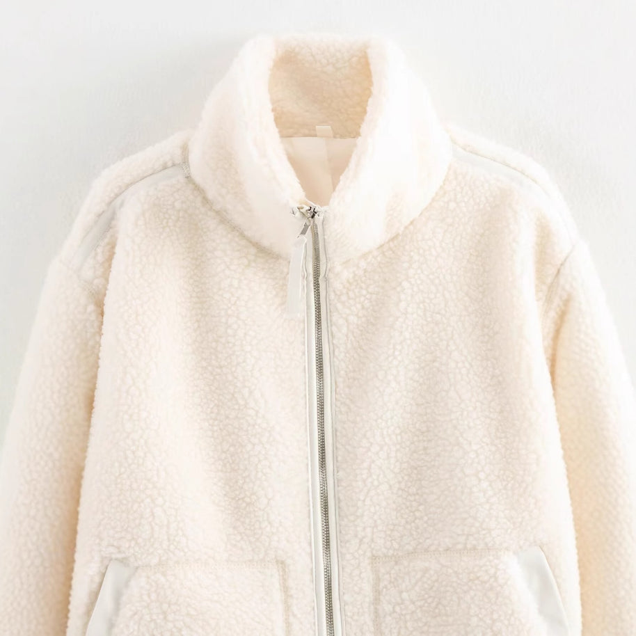 Damen Fleecejacke mit weichem Teddyfell und praktischen Taschen WW