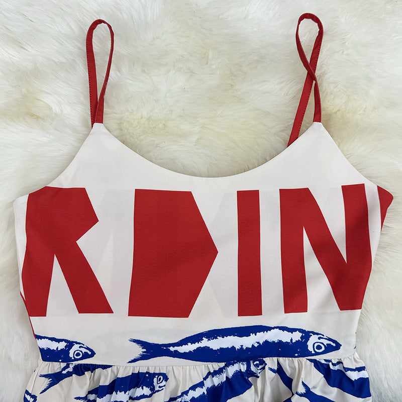 Damen Midi-Kleid mit auffälligem Grafikdruck und schwingendem Rock WW