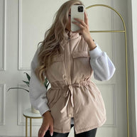 Damen sportliche Weste mit Kapuze und Taillenzug WW