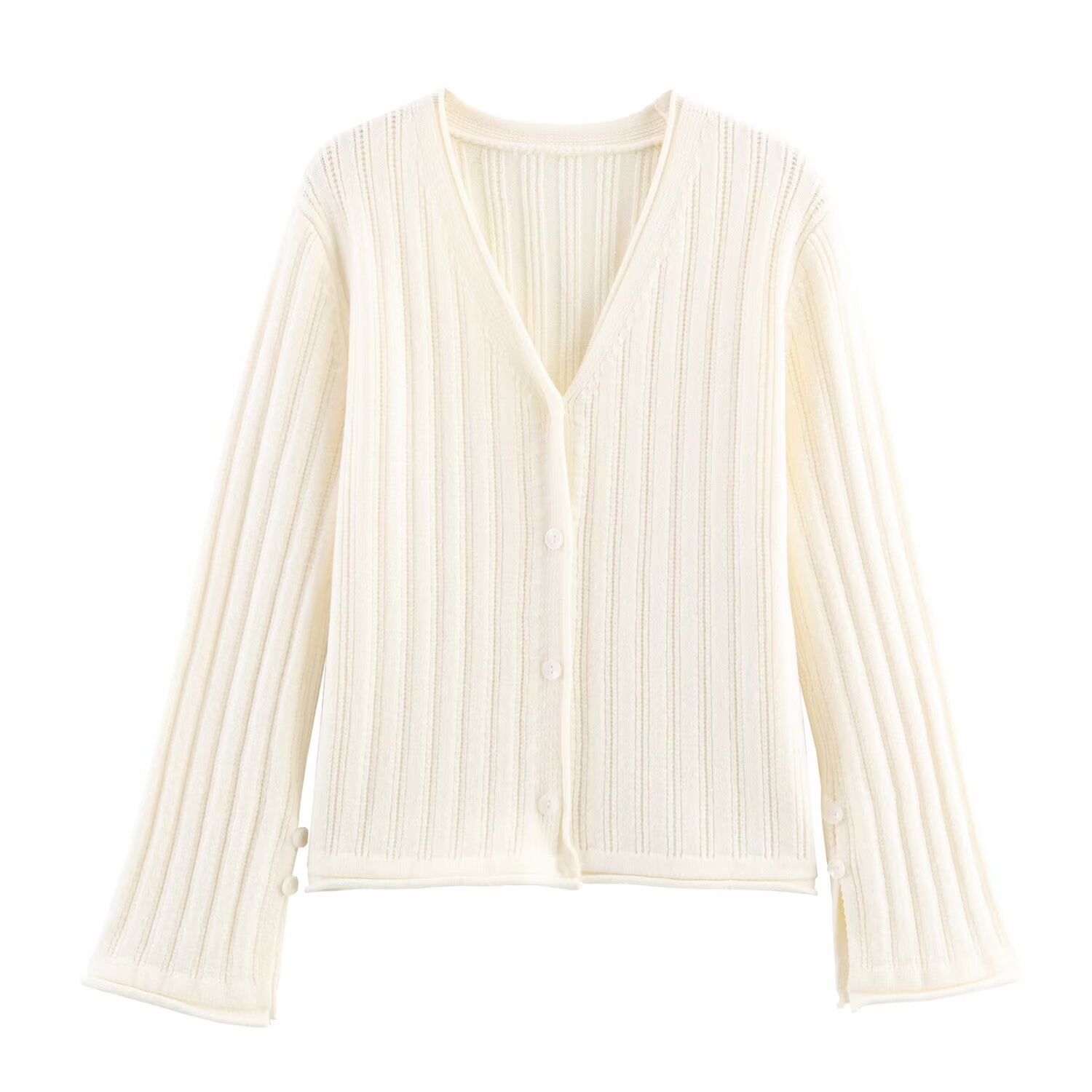 Damen Strickjacke mit Rippstruktur und eleganten Knopfdetails WW