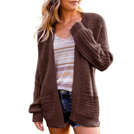 Damen Strickjacke mit tiefem V-Ausschnitt und strukturiertem Design WW