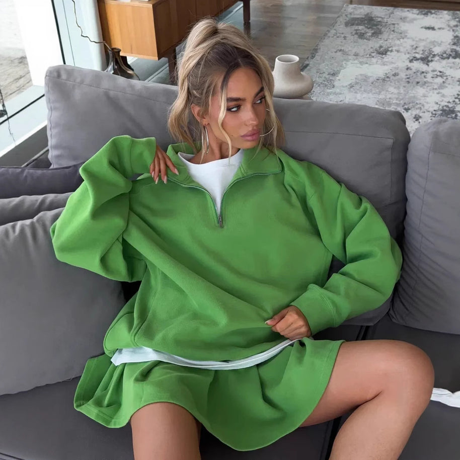 Damen sportlicher Pullover mit Reißverschluss WW