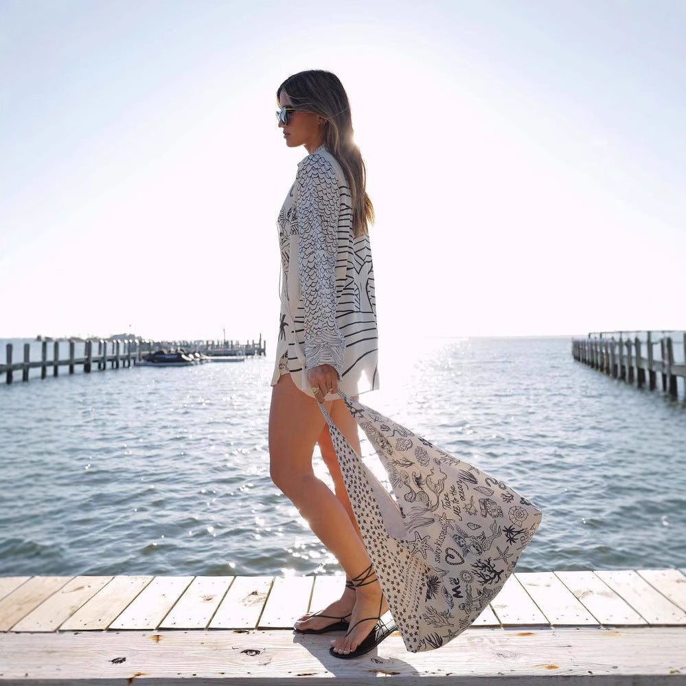 Damen Strandtunika mit kreativen Printmotiven WW