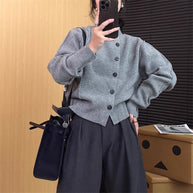 Damen Strickjacke mit Knopfdetails und breiten Rippärmeln WW