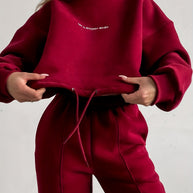 Damen sportliches Sweat-Set mit hohem Kragen und weitem Schnitt WW