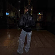 Damen Stilvolle Lederjacke mit lässigem Schnitt und praktischen Taschen WW