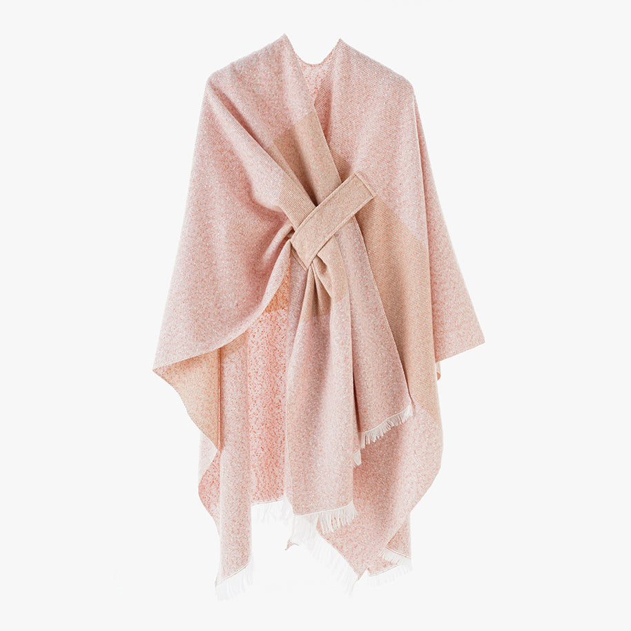Damen Luxuriöser Oversize Poncho aus hochwertigem Mischgewebe WW