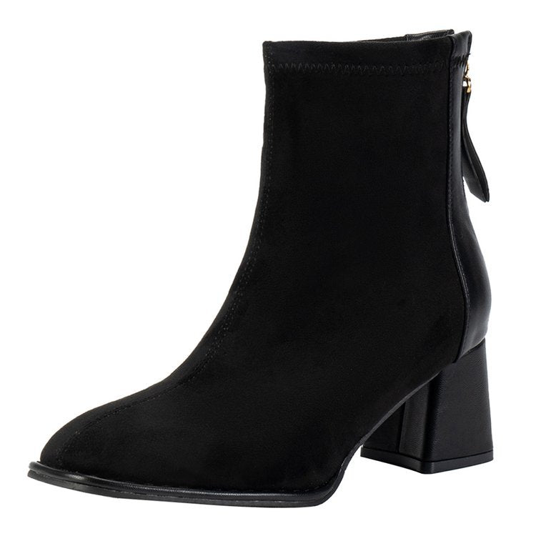 Damen Stiefeletten mit elegantem Blockabsatz und weichem Obermaterial W&W Mode